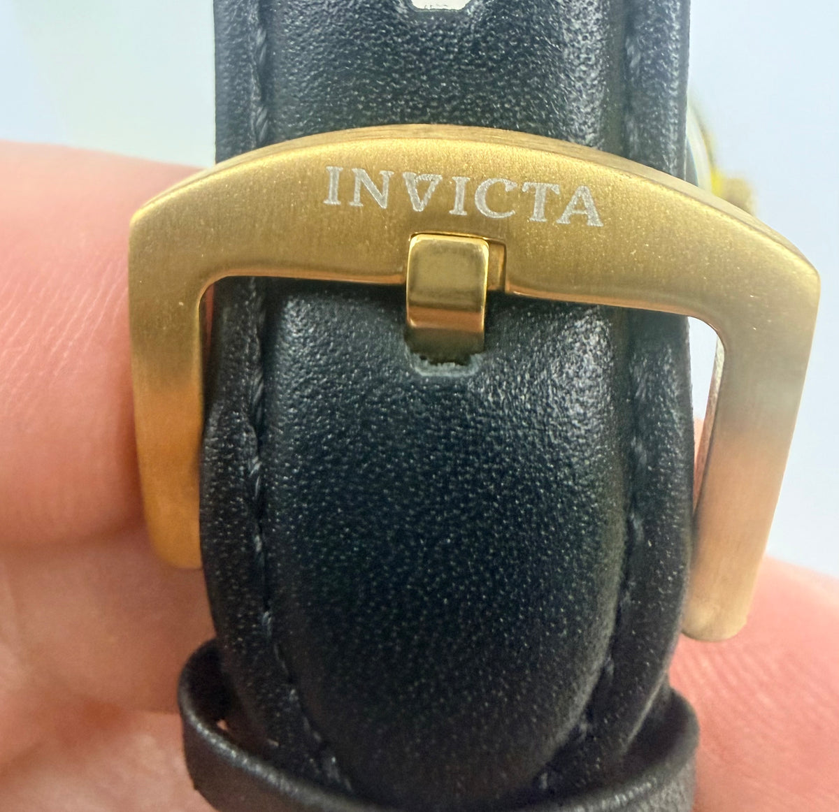 70029 Invicta Objet D'Art Automatic 44mm Gold Dial Black Leather Watch