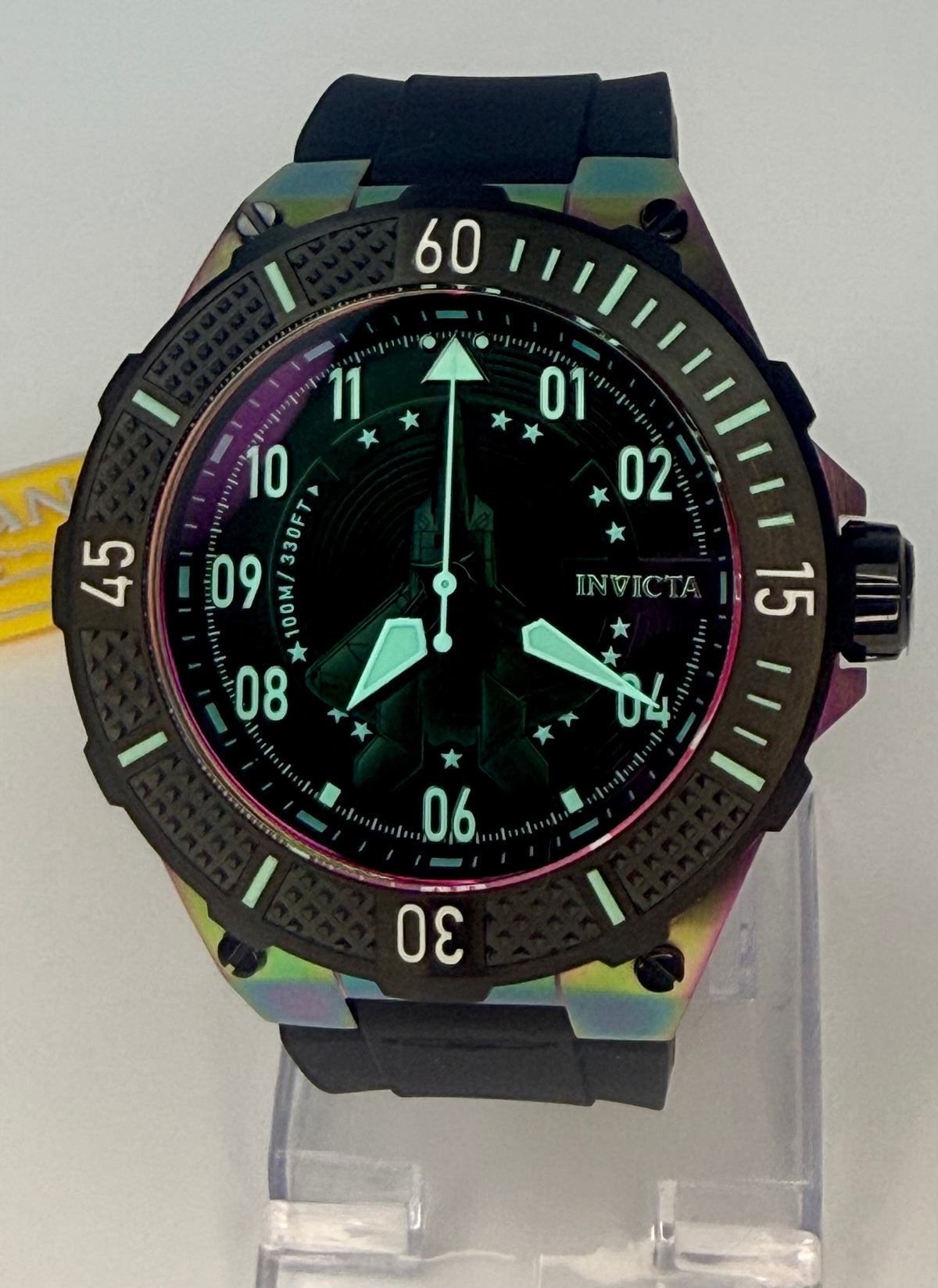 39901 Invicta Aviator Ascend Men's Watch 50mm Iridescent Steel Case Black Strap