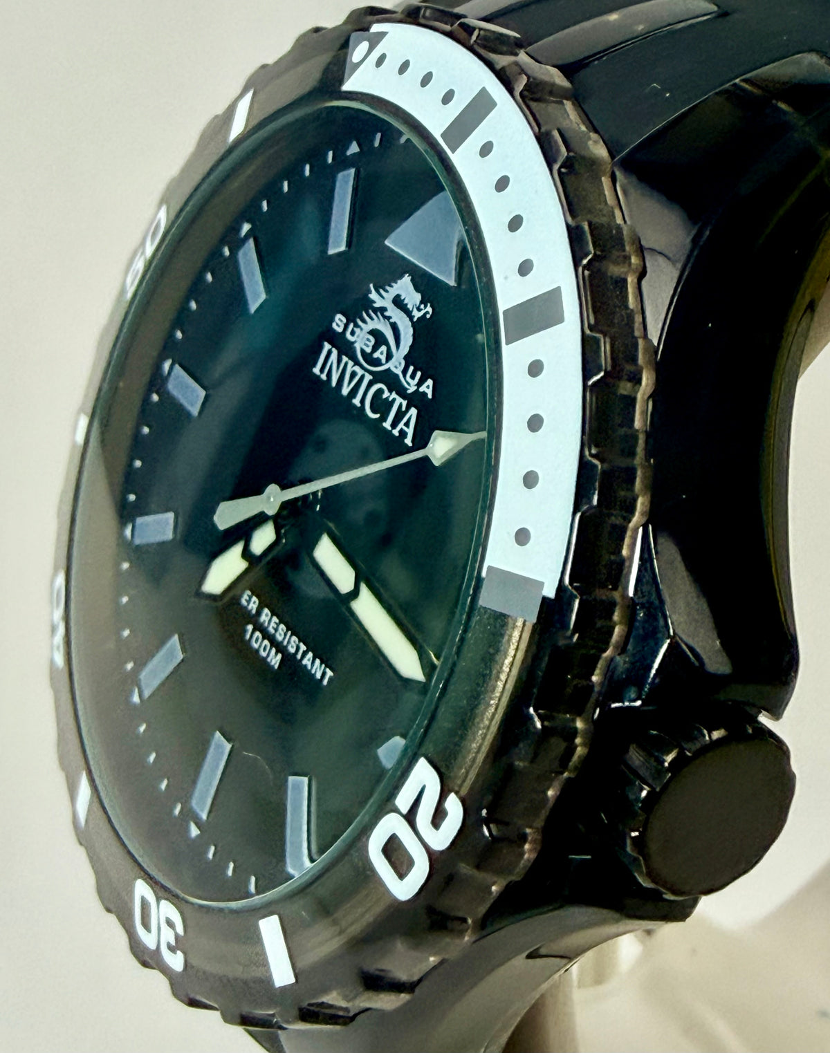 69447 44mm Subaqua Noma Stainless Steel Case Black Dial Silicone Strap Watch 