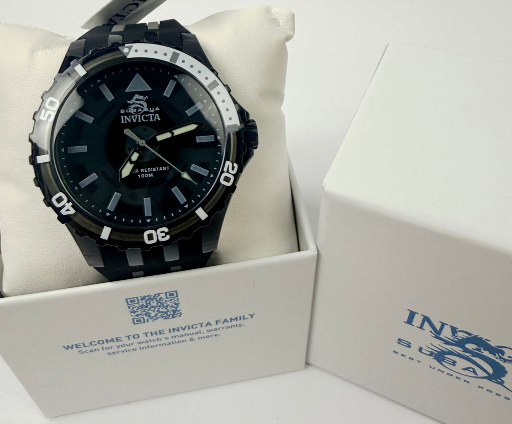 69447 44mm Subaqua Noma Stainless Steel Case Black Dial Silicone Strap Watch 