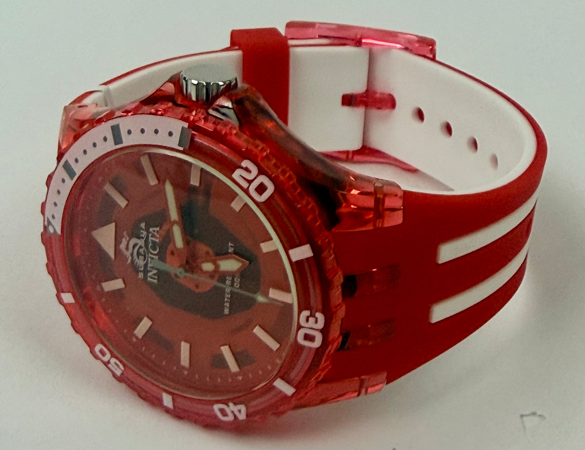 69450 Invicta Subaqua Noma 44mm Red White Dial Silicone Stainless Watch