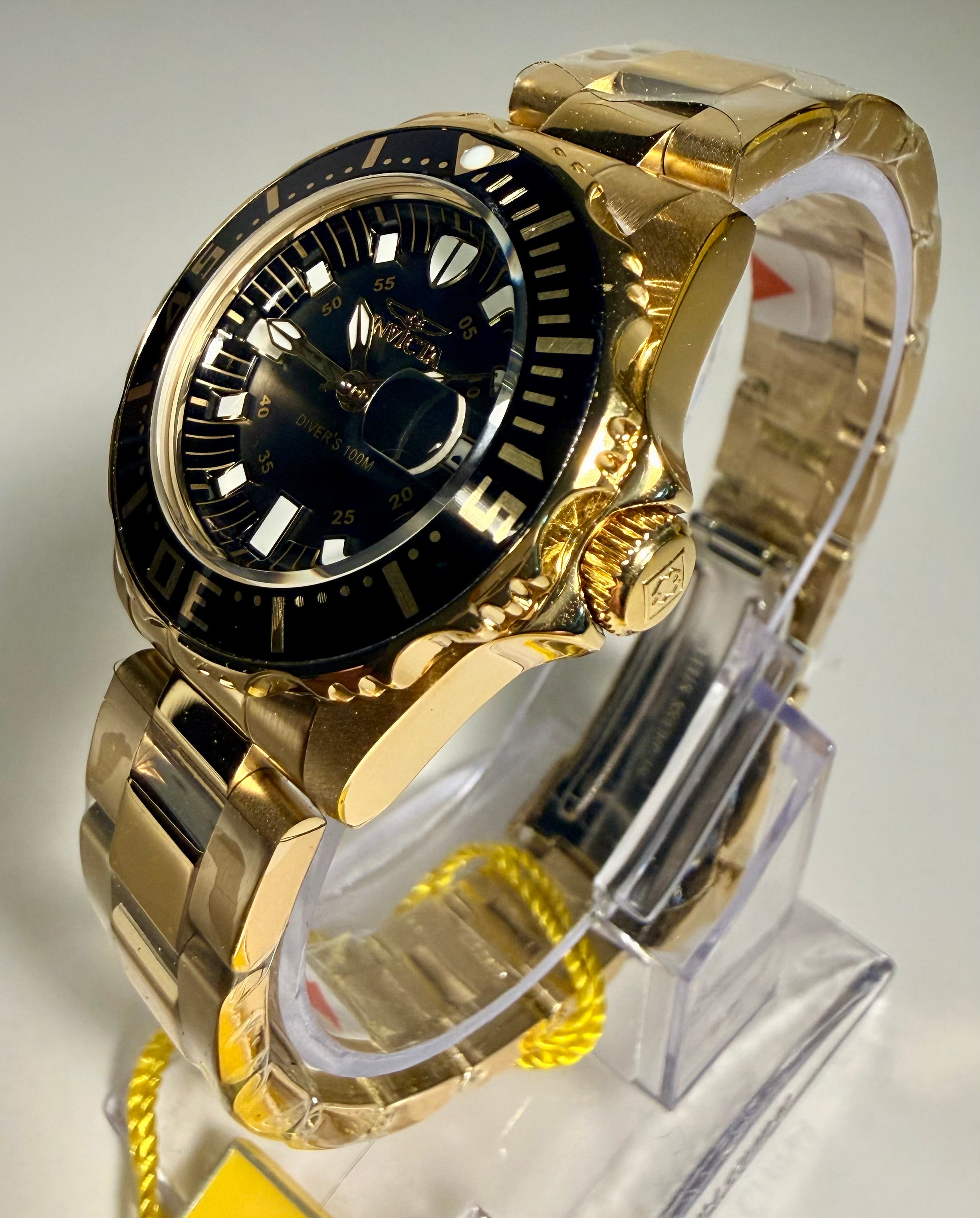 Invicta Pro Diver Swiss Ronda 585 Caliber Women's Watch w/ Mother of Pearl Dial - 30mm, Gold (ZG-2962) side
