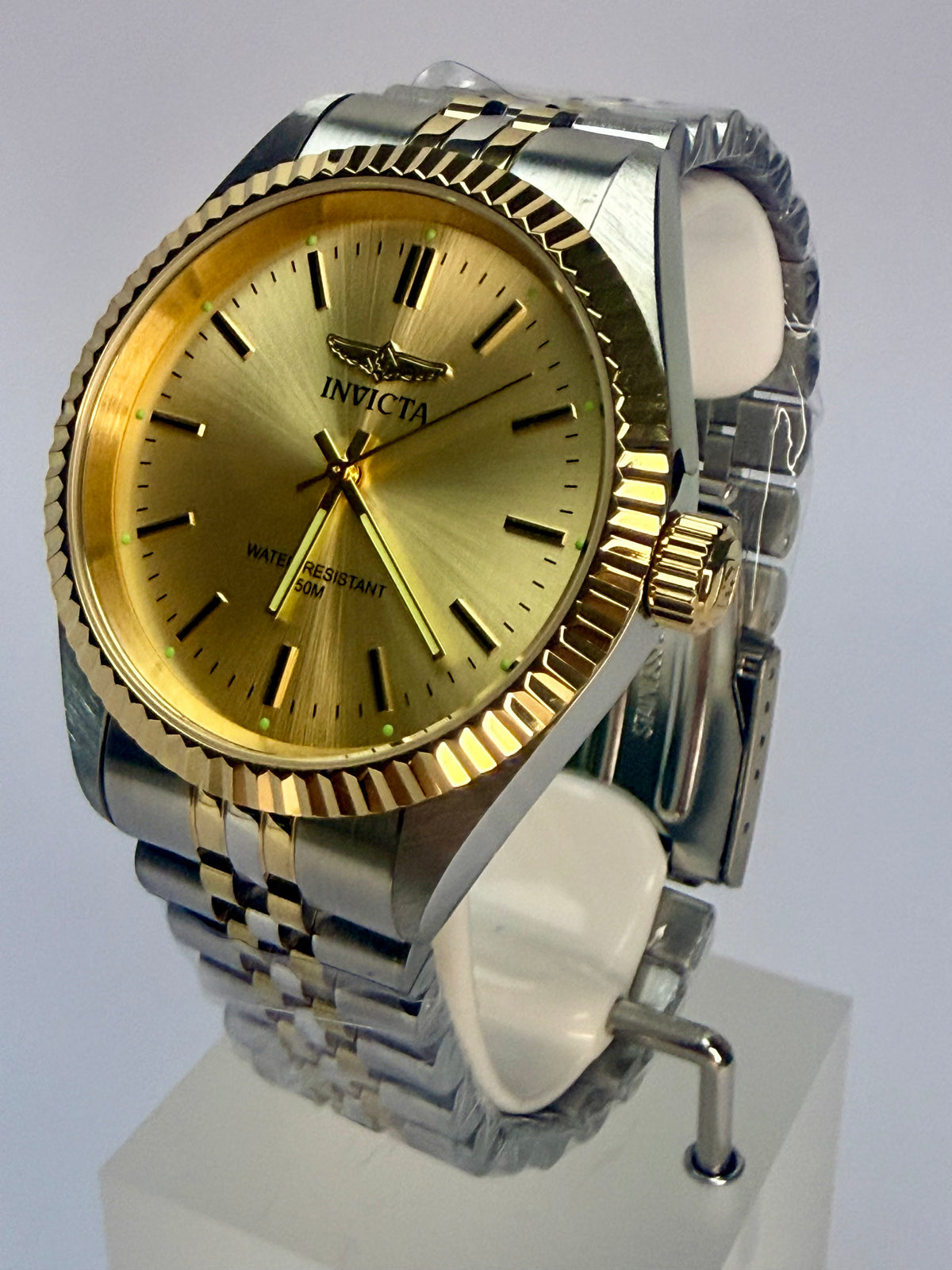 29382 Specialty Lumeris 43mm Stainless Steel Gold Dial Analog Watch Stainless Steel