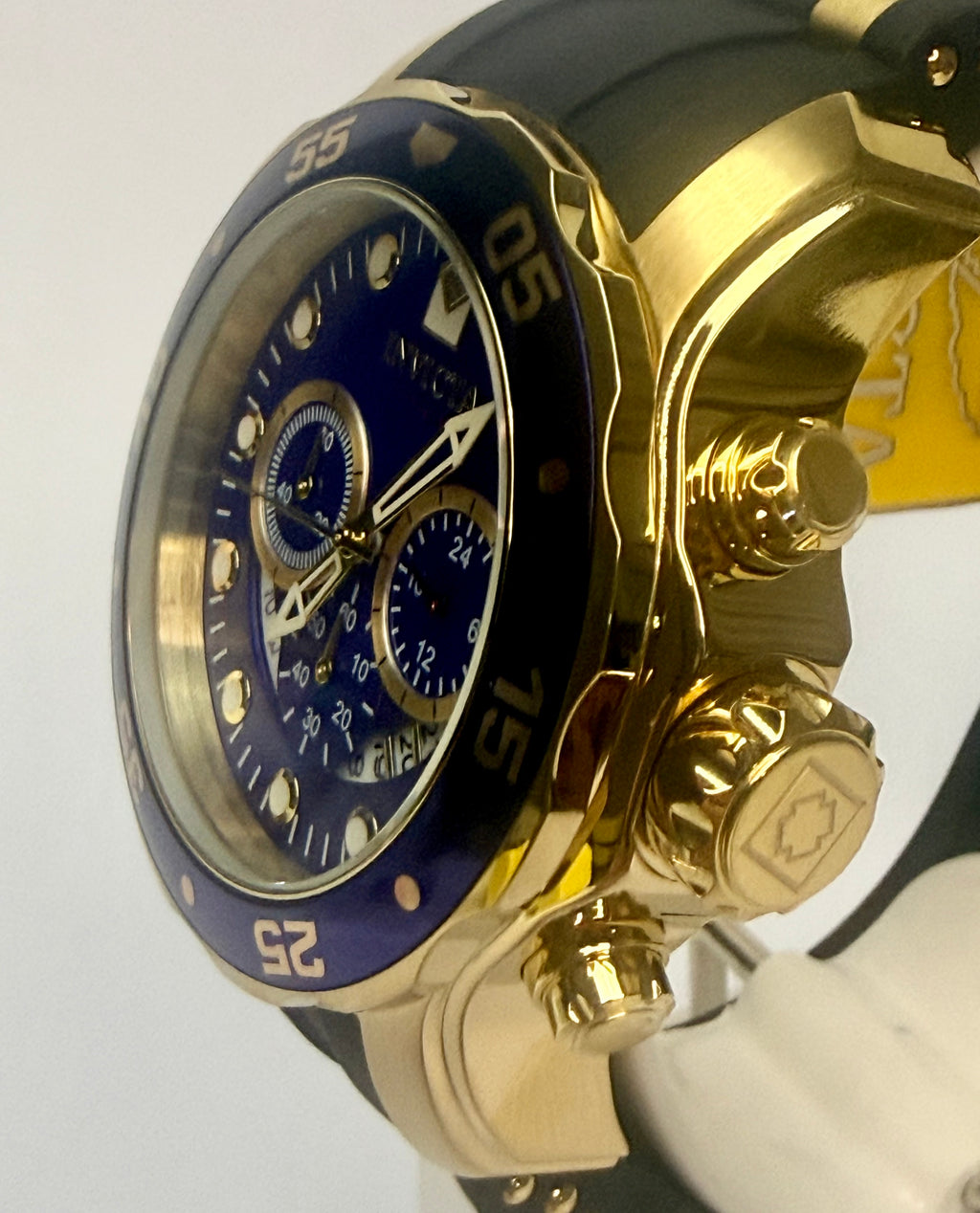 6983 Invicta 48mm Mens Pro Diver Chronograph Scuba Gold-Tone Blue Dial Watch