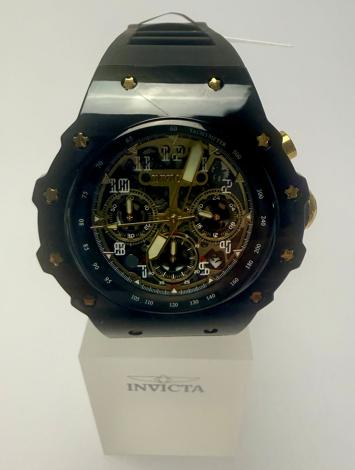 69650 Invicta Racing Vaulthan Black Chronograph Silicone Band 43.5mm