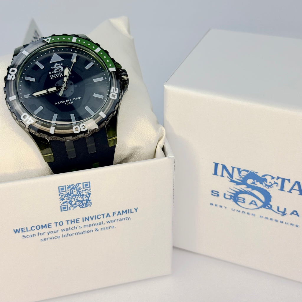 70035 Invicta Subaqua Olive Green Dial Silicone Strap Stainless Steel 44mm Watch