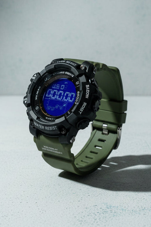 Activa X bu Invicta Black digital watch on a white surface with Invicta branded background