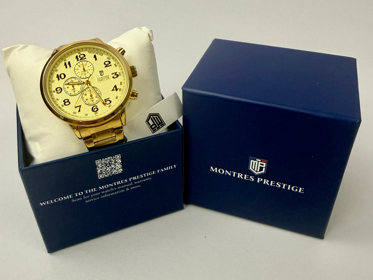 MPW-0318 Montres Prestige Men's Watch 43.5mm Gold Chronograph Stainless Steel