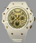 Invicta Men's Racing 43.5mm Quartz Watch IN-69649 Gold Dial White Silicone Strap close up