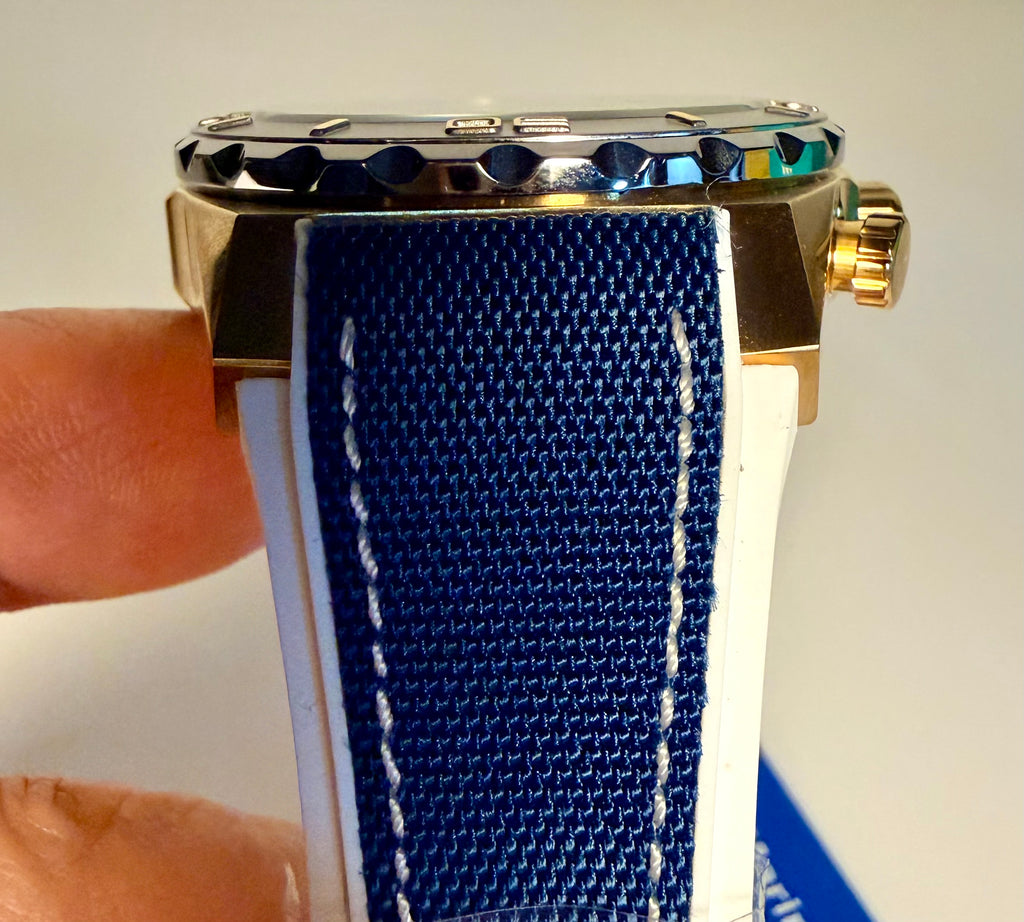 TechnoMarine Reef Shark Swiss Ronda Z50 Caliber Men's Watch - 48mm. White, Blue (ZG-TM-519007) Side Strap view