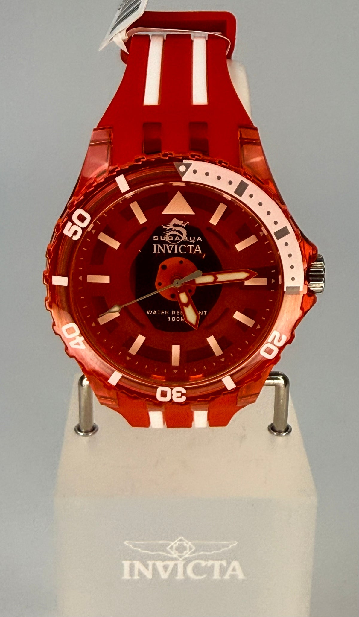 69450 Invicta Subaqua Noma 44mm Red White Dial Silicone Stainless Watch