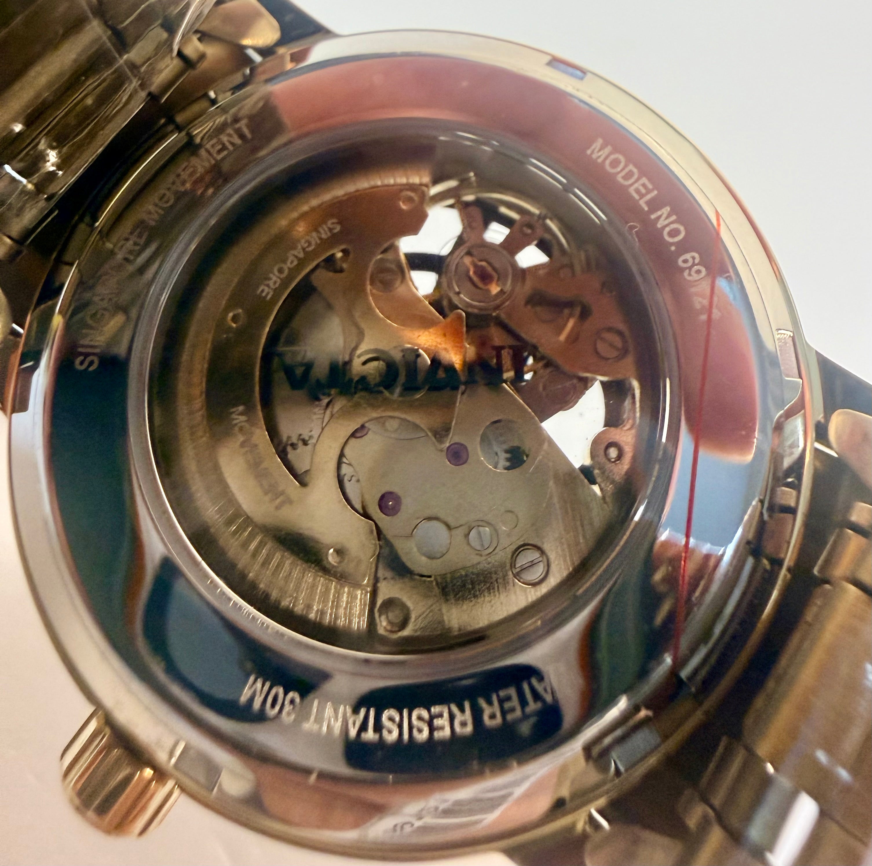 69121 Invicta Objet D Art Arcalis Automatic Men Gold Skeleton Dial Watch 42.5mm
open heart