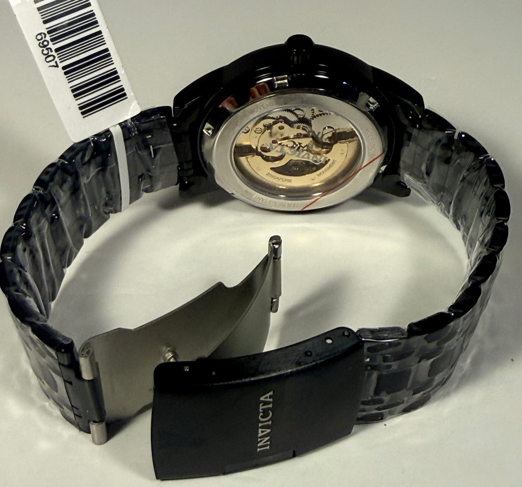69507 Invicta Mens Objet D Art Artifice Automatic Skeleton Dial Stainless Steel with open clasp