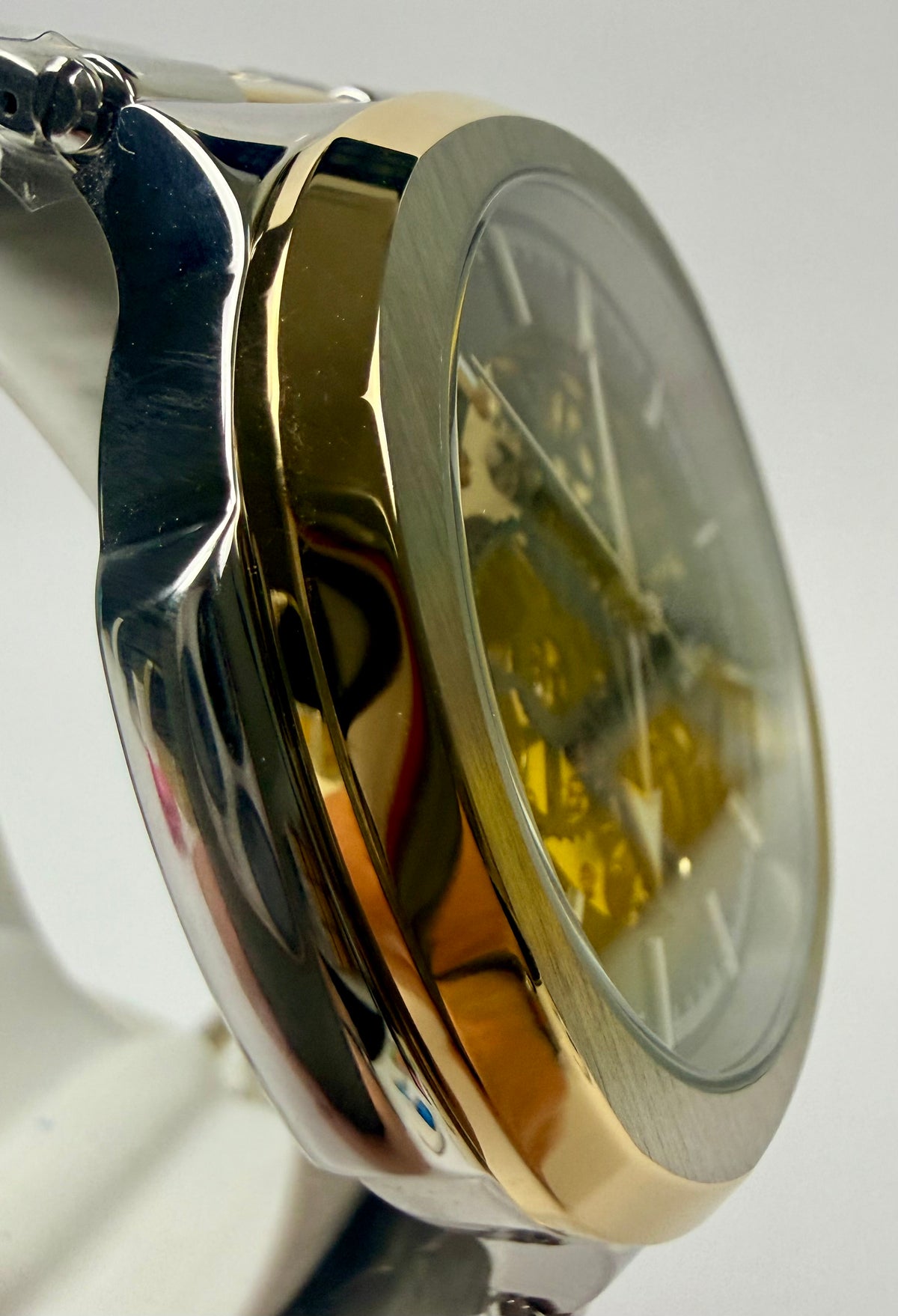 70002 Mens Watch 44mm Silver Gold Skeleton Dial Automatic In Special Case