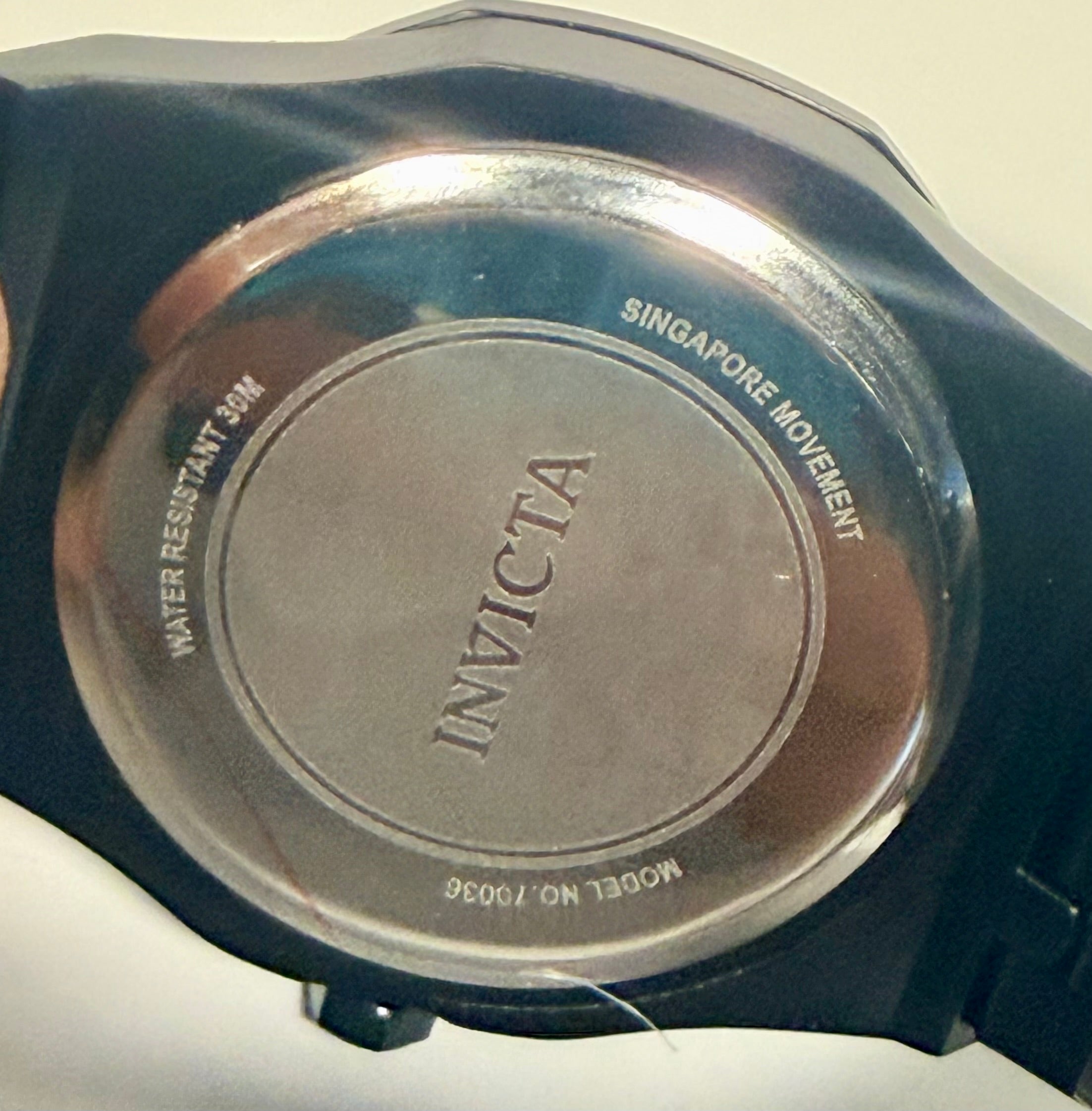 70036 Invicta Speedway Rim Mens 42mm Black Dial Chronograph Steel Bracelet Watch caseback