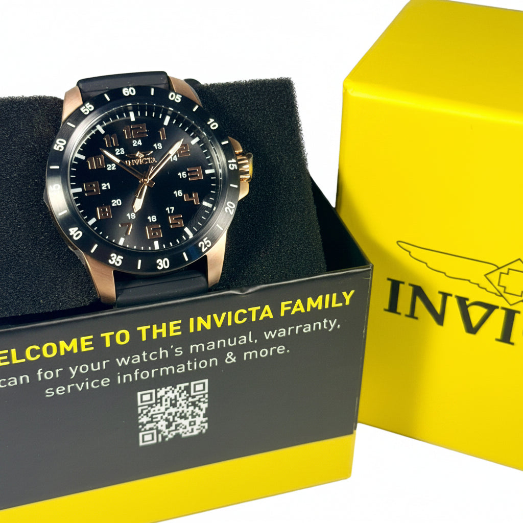 40000 Mens Pro Diver 45mm Rose Gold Stainless Steel Black Dial Silicone Watch in display