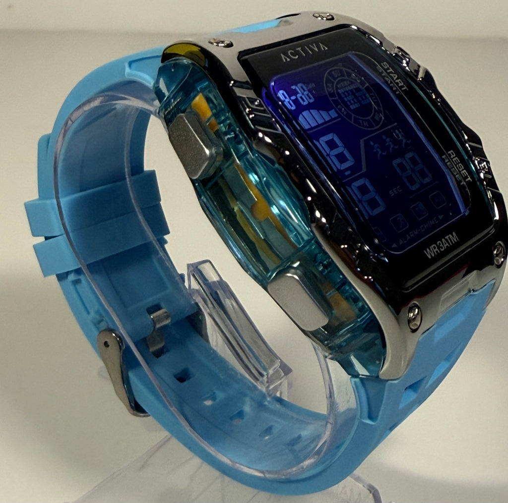 ACW8130-002 Activa by Invicta Digital Light Blue Poly Strap Mens Watch 46 mm NIB other side