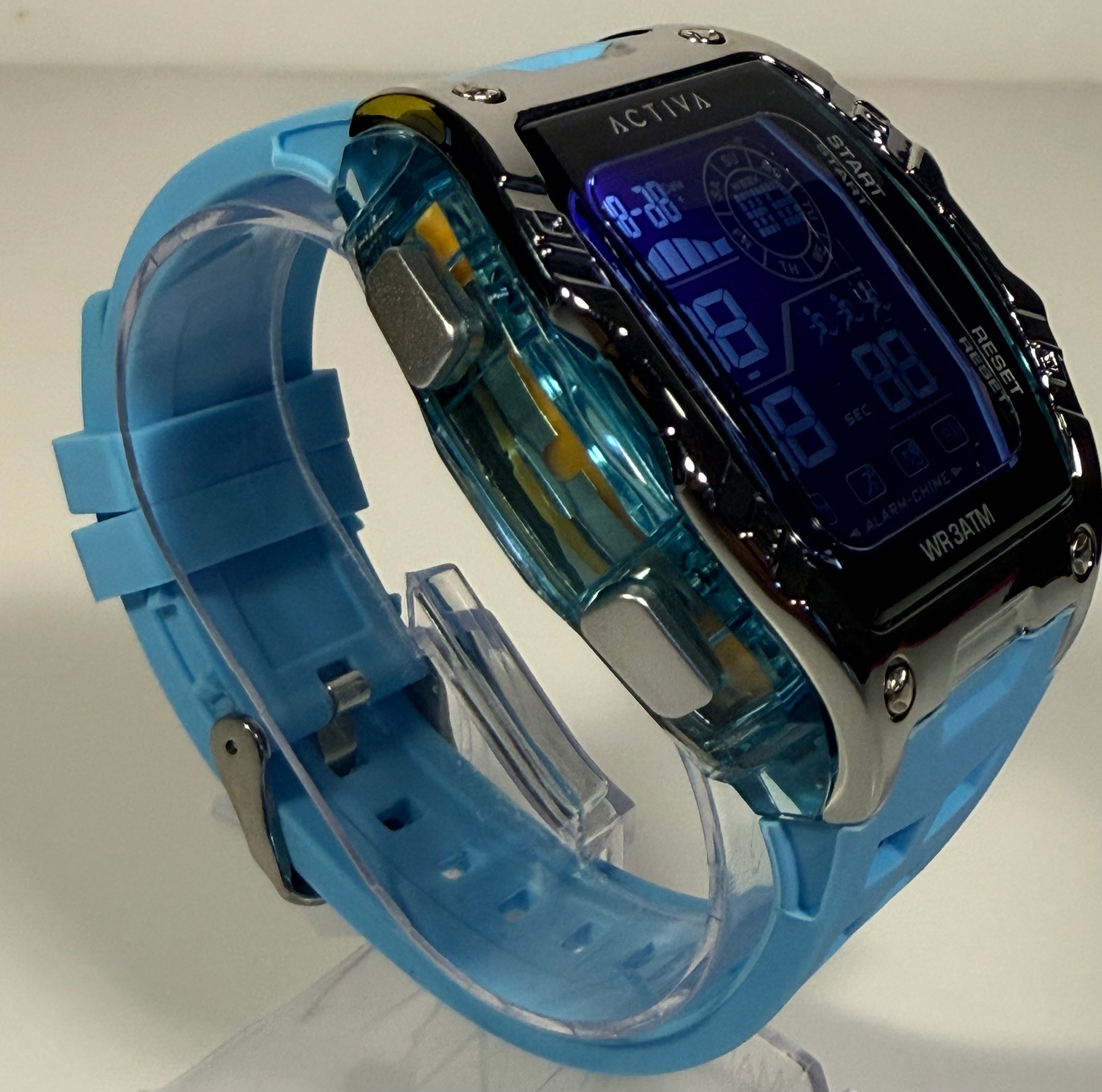 ACW8130-002 Activa by Invicta Digital Light Blue Poly Strap Mens Watch 46 mm NIB other side
