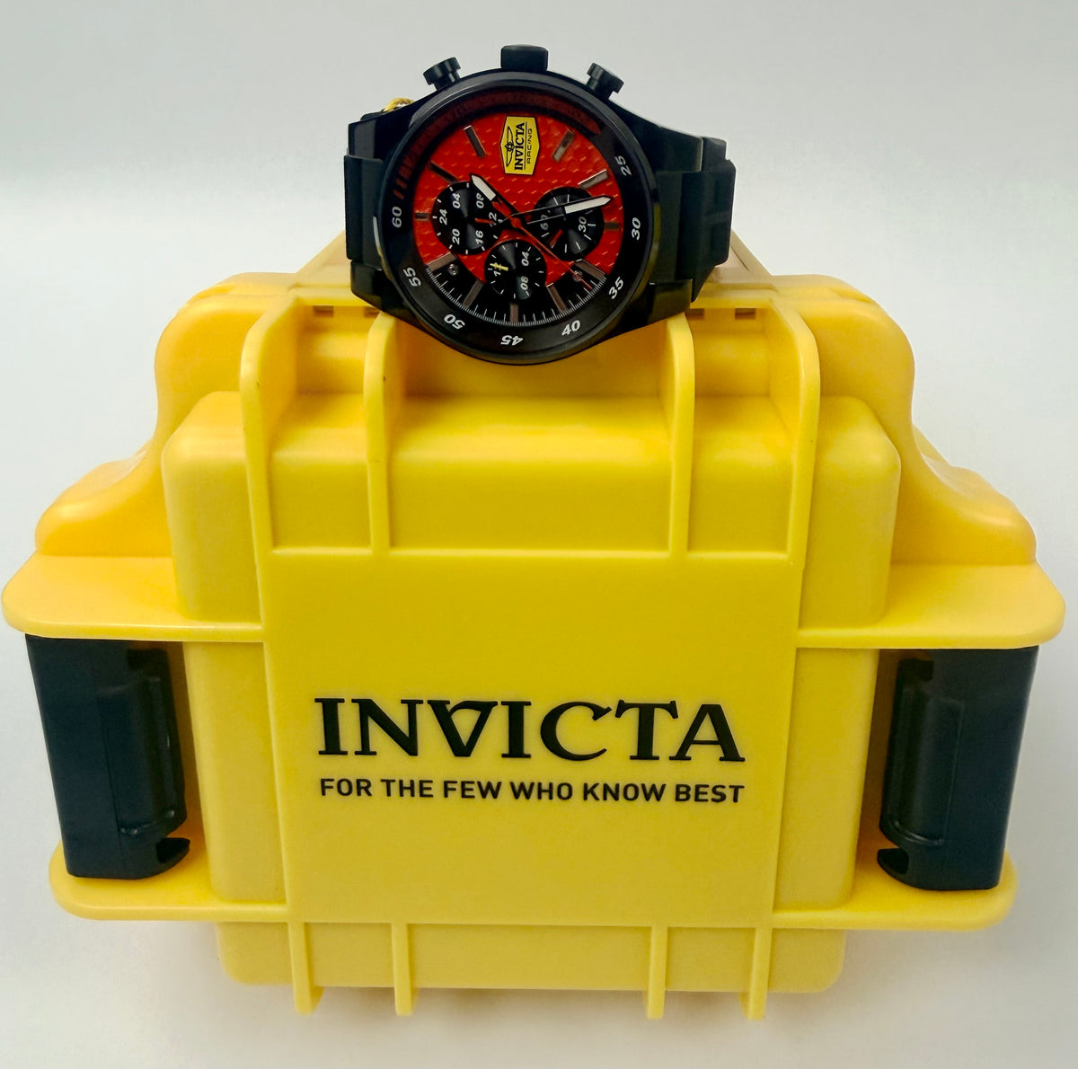 48877 Invicta Racing Champier Men's Watch 44mm Black Dial Chronograph In ABS Impact Case