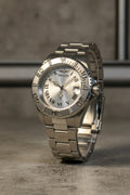 Invicta Pro Diver 12819 Swiss Ronda 515 40mm 0.06ctw Diamond Silver watch with a detailed face on a light gray background