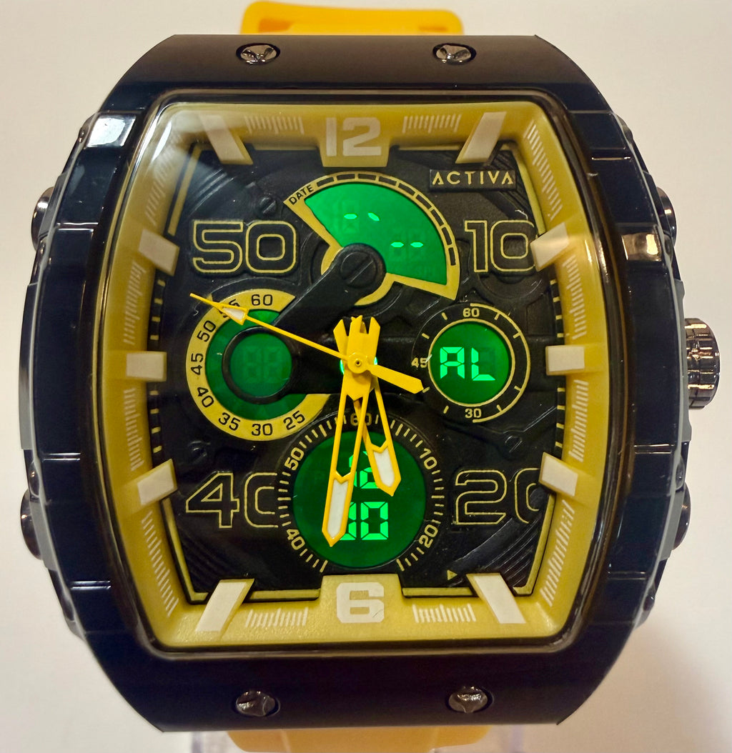 ACTIVA BY INVICTA ACW8109-003 QUARTZ BLACK DIAL ACCENTS CHRONO STYLE MEN'S WATCH