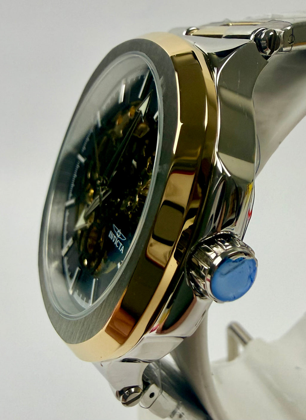 70002 Mens Watch 44mm Silver Gold Skeleton Dial Automatic In Special Case