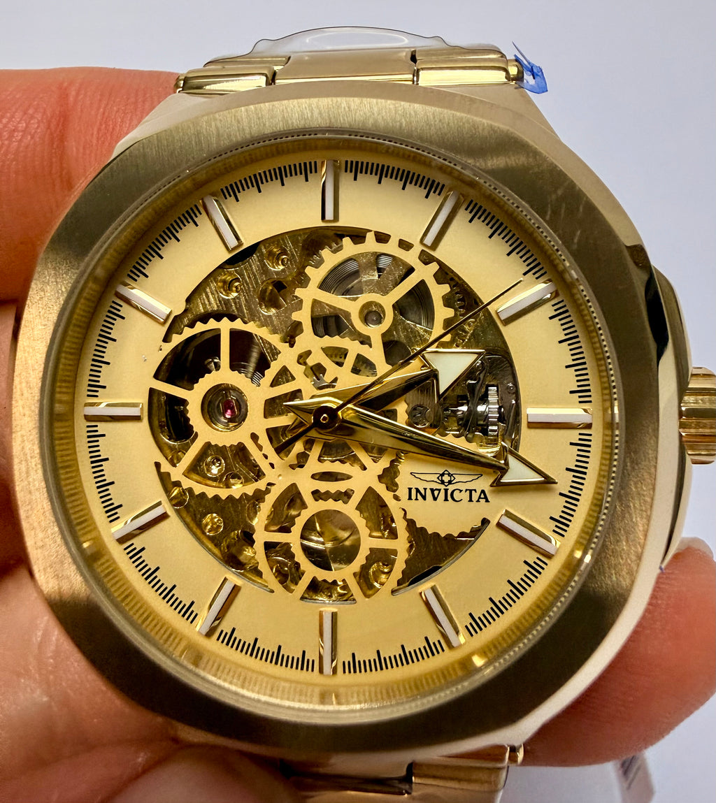 70004 Objet D Art Automatic Gold Tone Steel Skeleton Dial 43.5mm