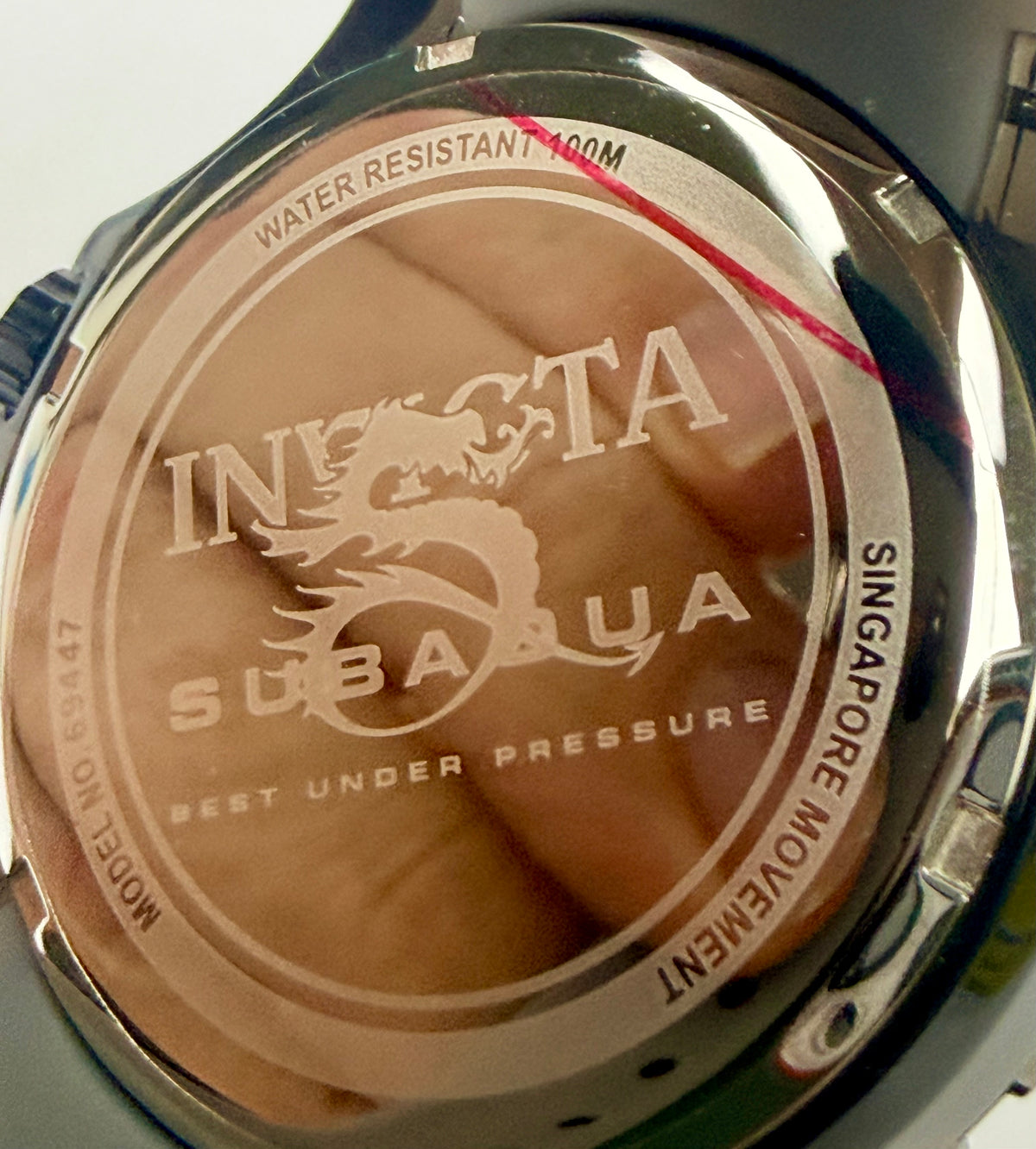 69447 44mm Subaqua Noma Stainless Steel Case Black Dial Silicone Strap Watch 