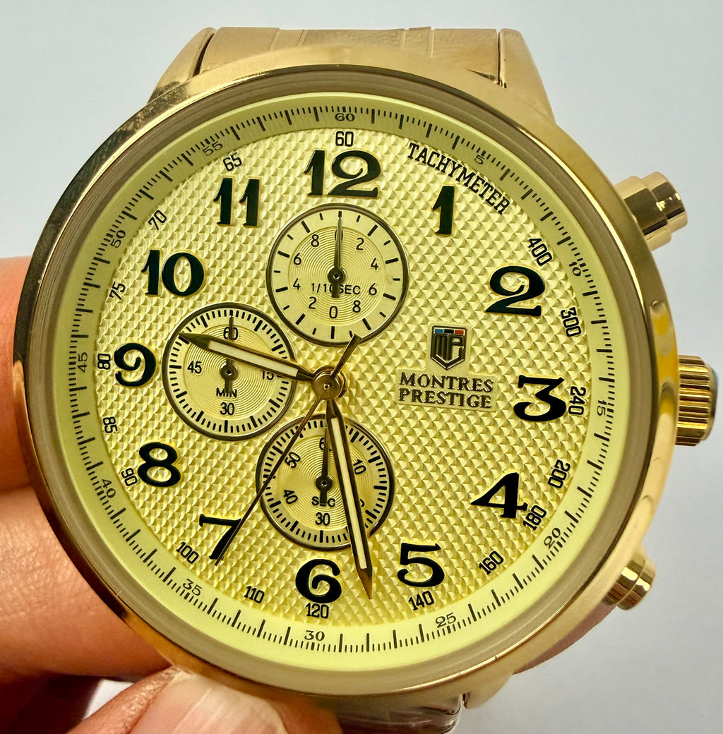 MPW-0318 Montres Prestige Men's Watch 43.5mm Gold Chronograph Stainless Steel