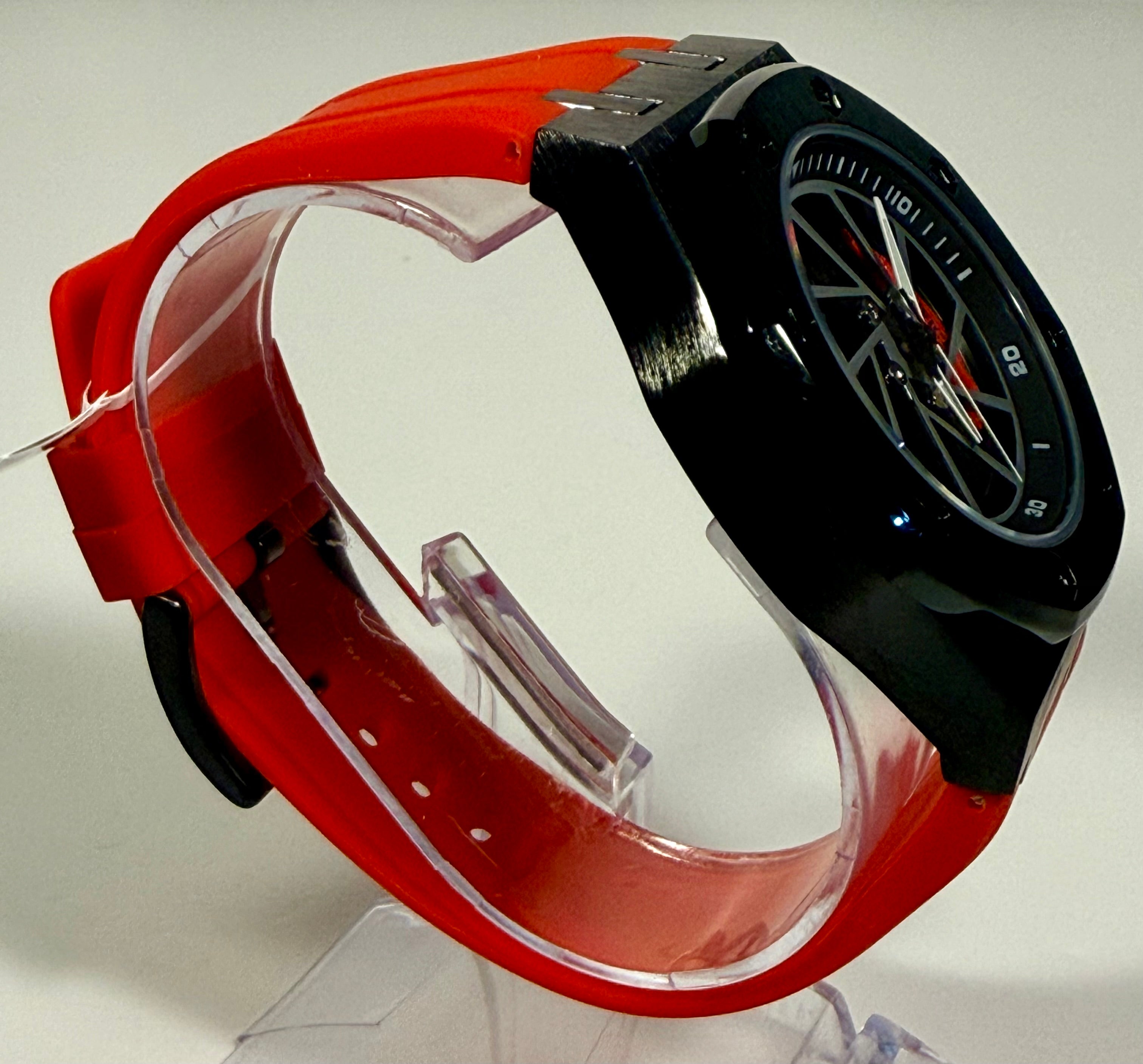 69491 Invicta Mens Speedway Rim Black Case Red Polyurethane Strap 42mm 30m Watch side