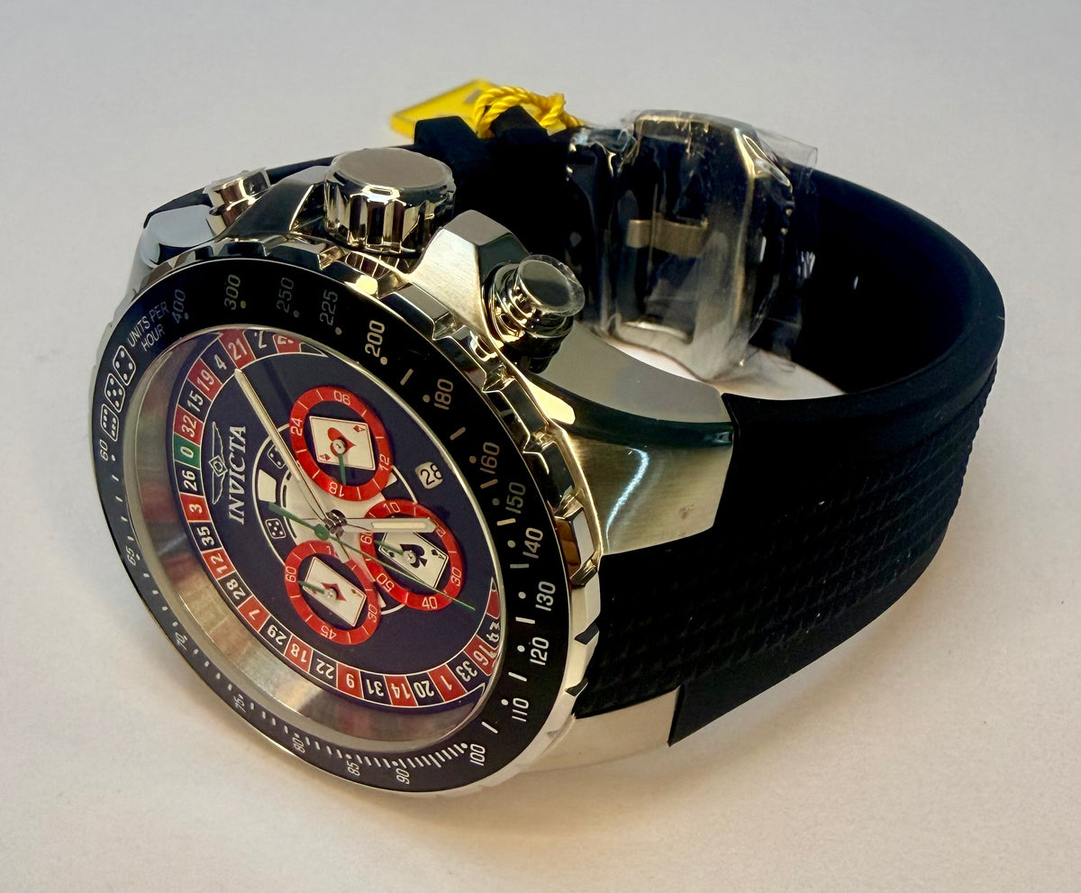 49850 Invicta Aviator Men 50mm Stainless Steel Black Roulette Dial Silicone Strap
