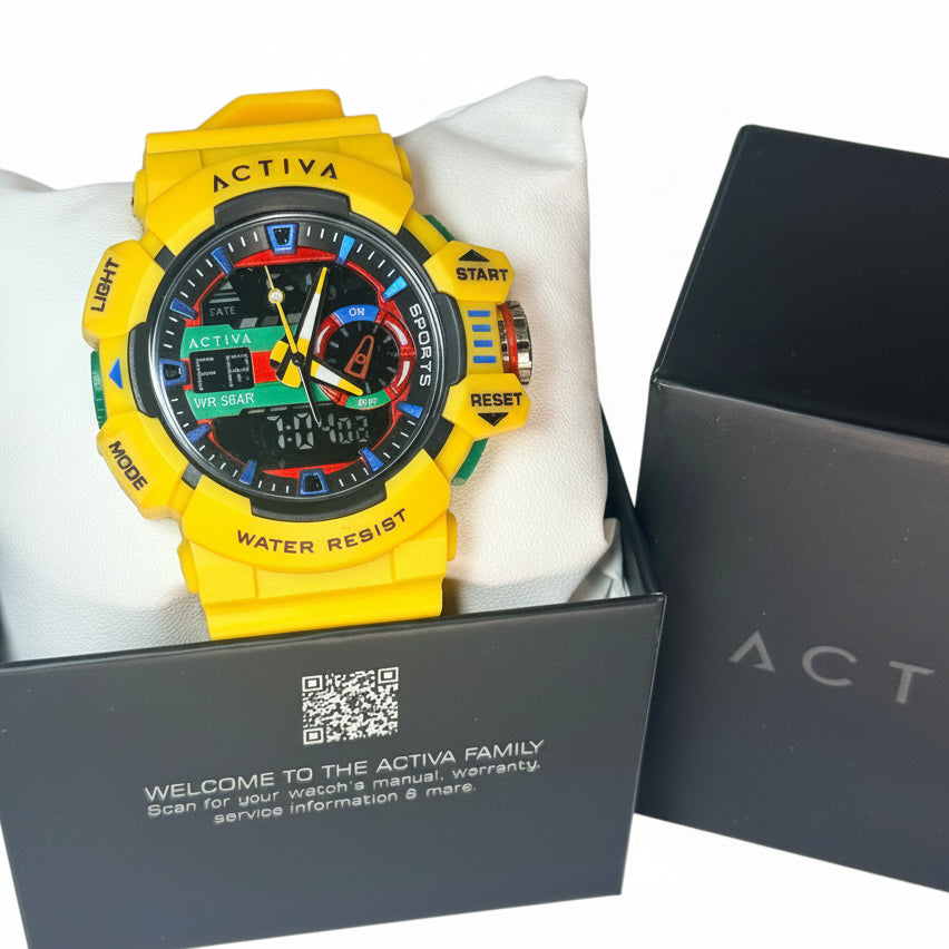 ACW8043 Activa Vord X Invicta Digital Yellow 49mm Case 30m WR Mens Sport