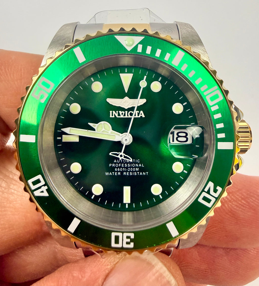 28661 Invicta Mens Pro Diver Navarch Green Dial Steel Gold Automatic 40mm Watch