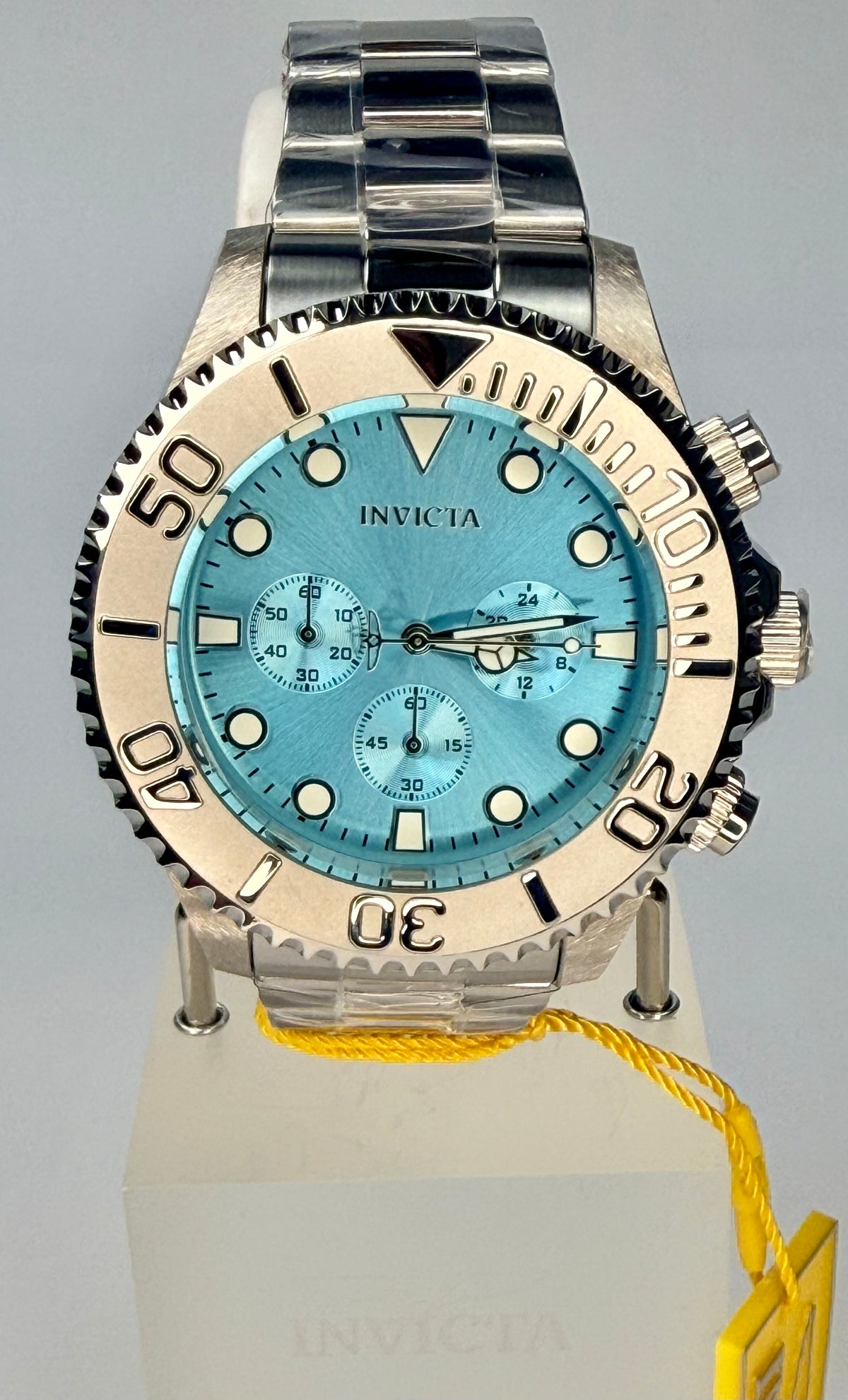 49213 Invicta Mens Pro Diver 47mm Stainless Steel Light Blue Dial Chronograph Watch