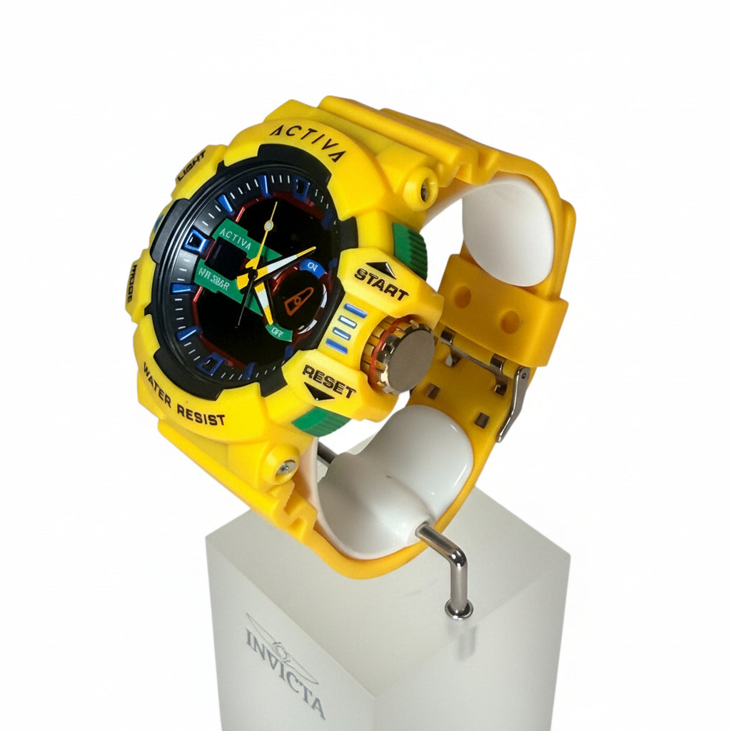 ACW8043 Activa Vord X Invicta Digital Yellow 49mm Case 30m WR Mens Sport