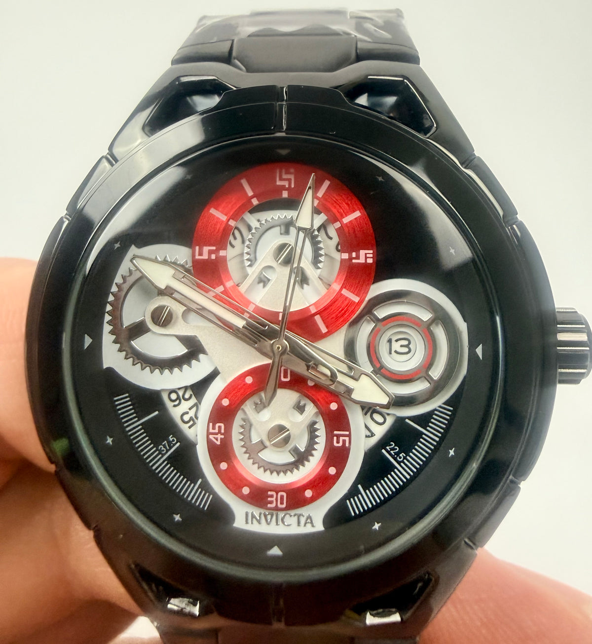 79007 Invicta S1 Rally Mens Watch Multi Function Black Dial Steel 44mm Case