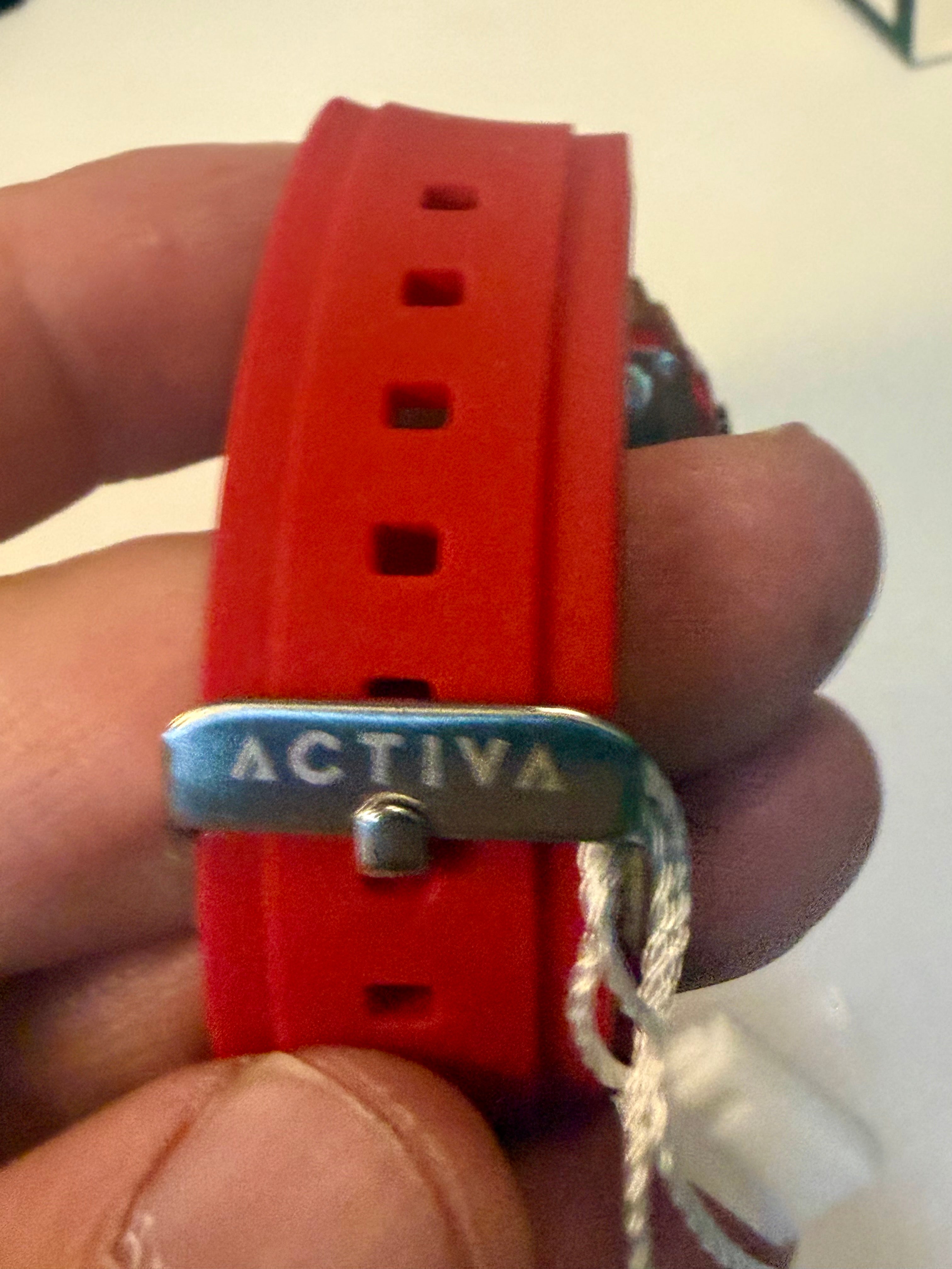 Activa X Ranger Bundle wristwatch with 'Activa' brand name held in a hand against a white background