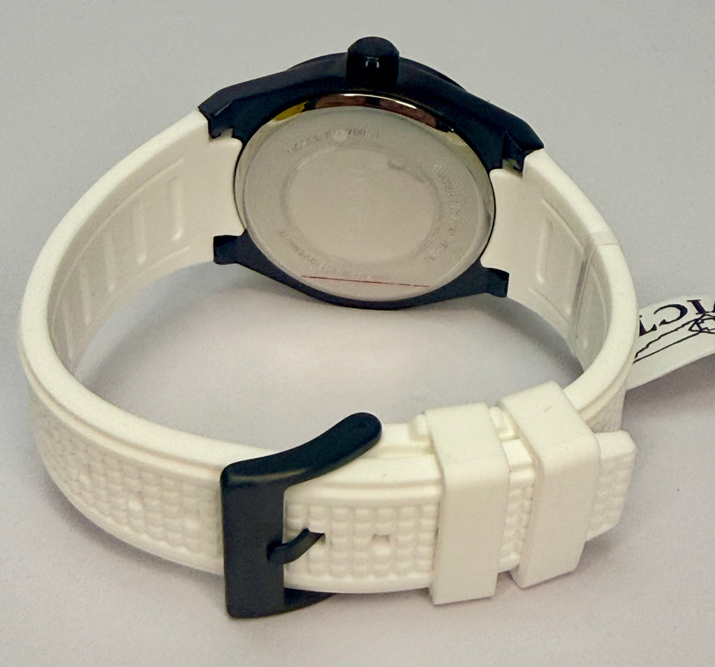 70058 Speedway Rim 46mm Stainless Steel White Dial Analog Watch Silicone Band