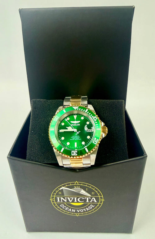 28661 Invicta Mens Pro Diver Navarch Green Dial Steel Gold Automatic 40mm Watch