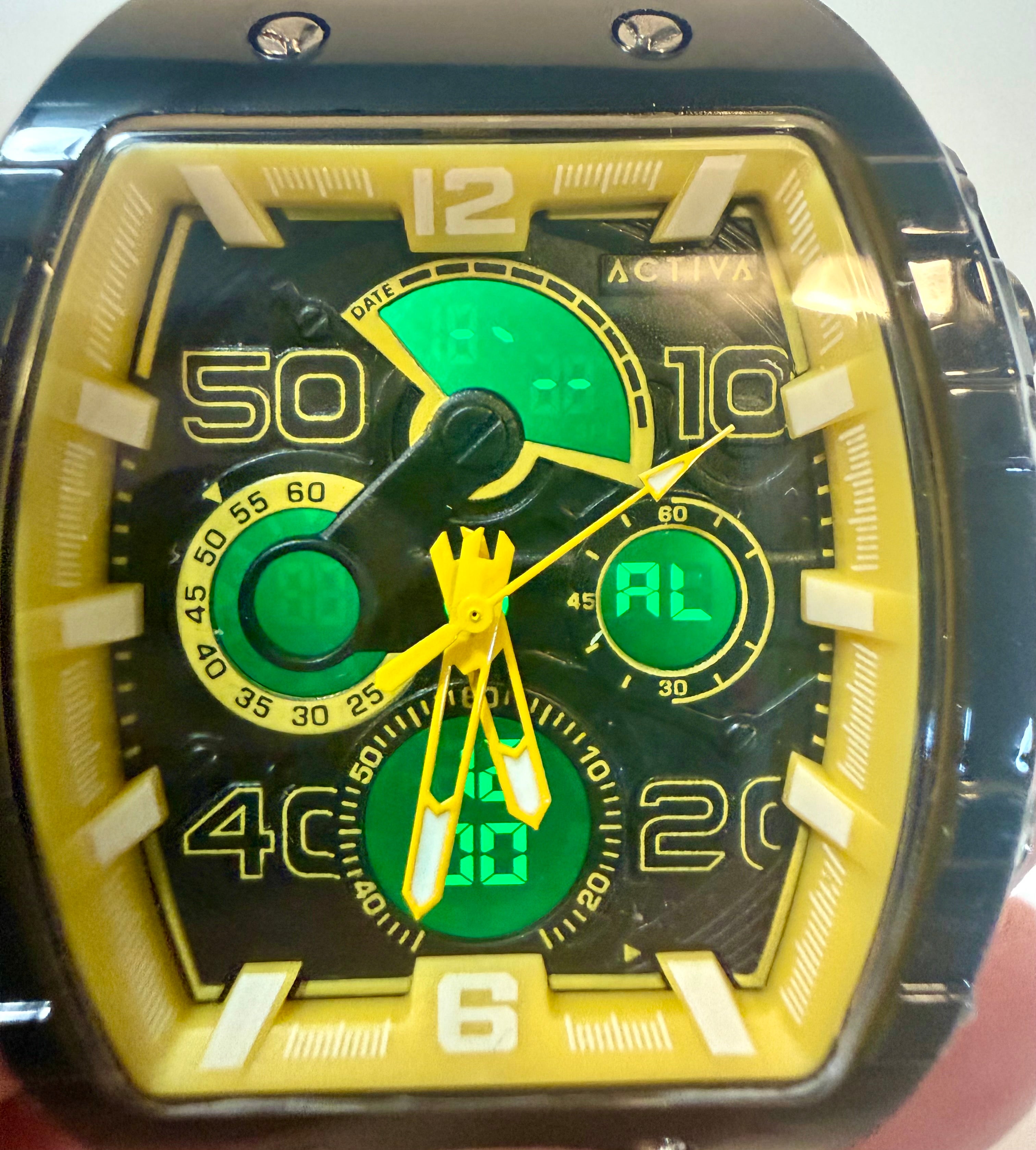 ACTIVA BY INVICTA ACW8109-003 QUARTZ BLACK DIAL ACCENTS CHRONO STYLE MEN'S WATCH