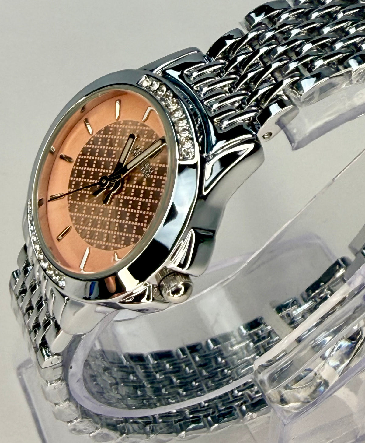 00218 Montres Prestige X Invicta Pink Dial Crystal 27mm Stainless Steel Watch