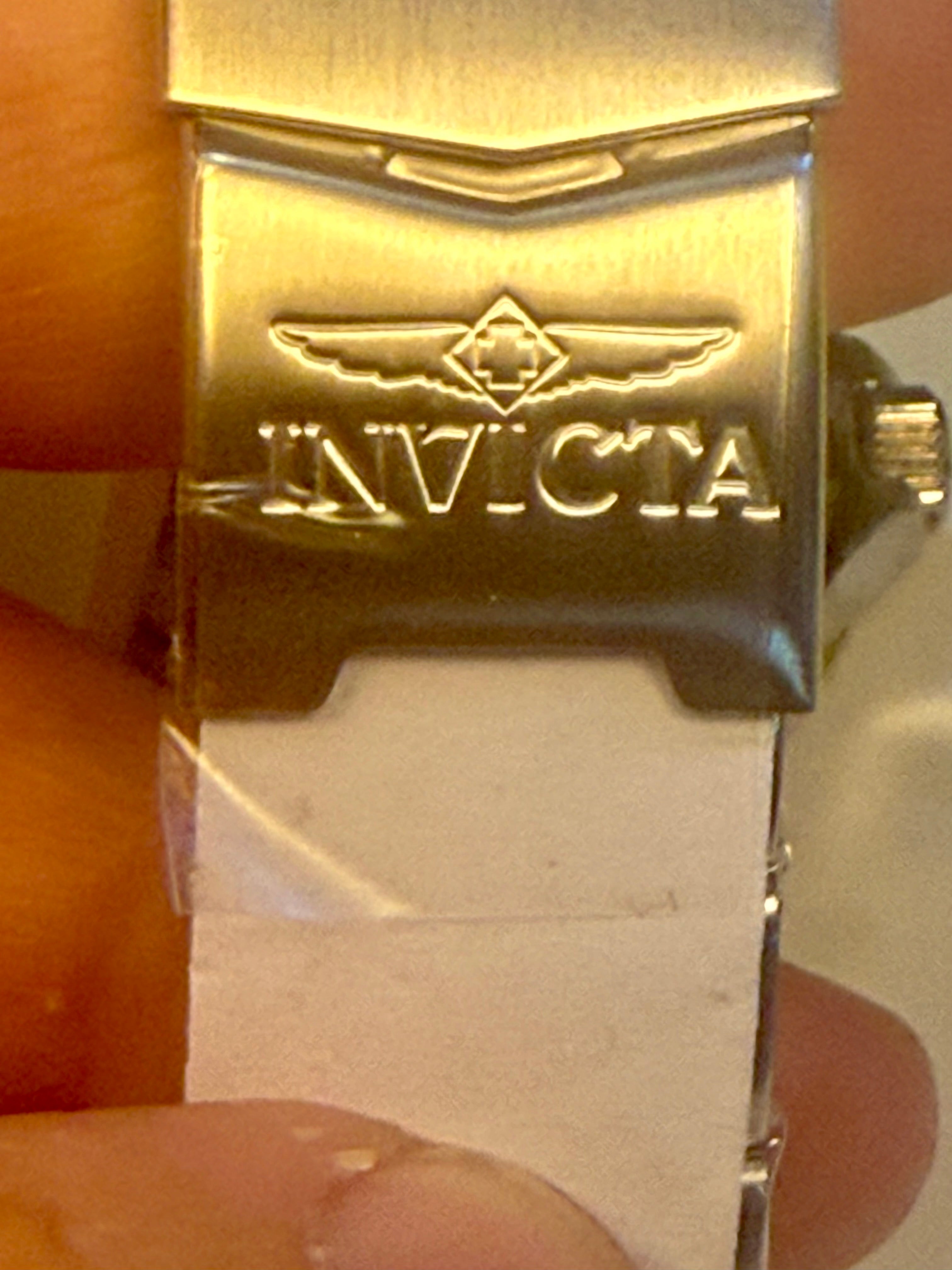 Mens 43mm Pro Diver Invicta watch band with a blurred background