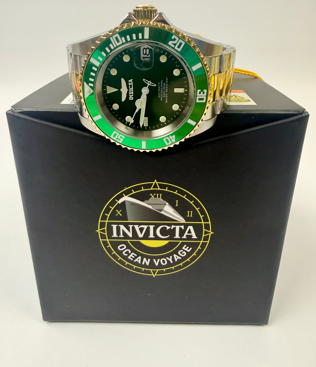 28661 Invicta Mens Pro Diver Navarch Green Dial Steel Gold Automatic 40mm Watch