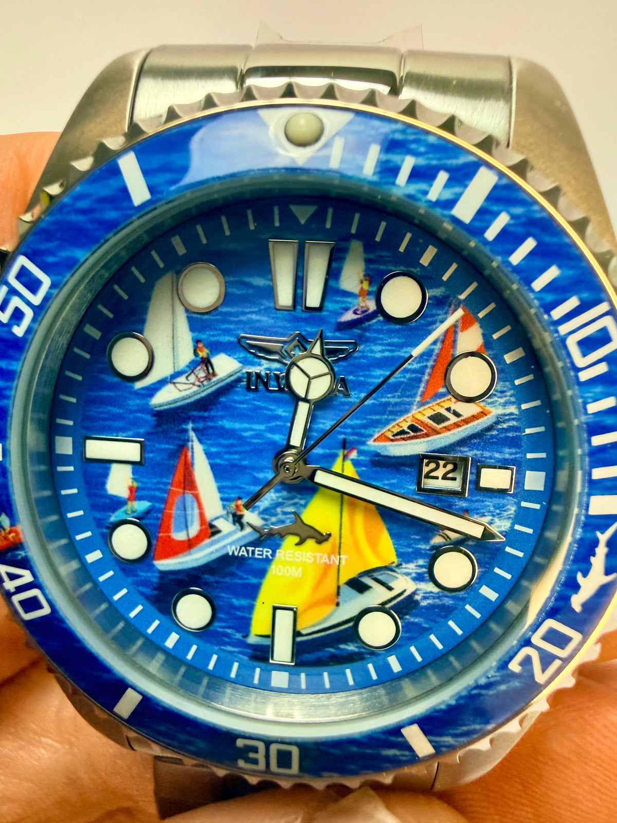 51050 Mens Pro Diver Visions From Above Sailing Scene Blue Dial 43mm 100m