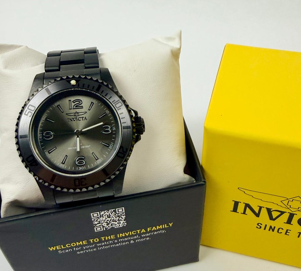 69727 41mm Invicta Specialty Velario Triple Black Dial Steel Bracelet Watch