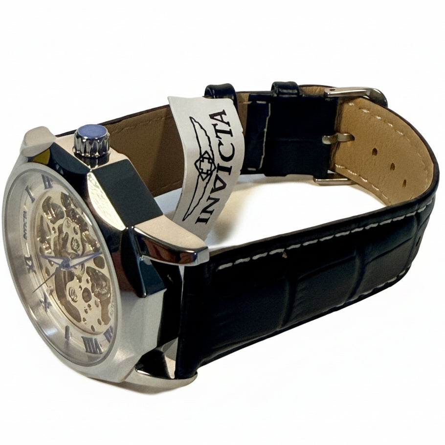 69127 Invicta Objet D Art Epigraph Automatic Skeleton Dial Black Leather Watch
