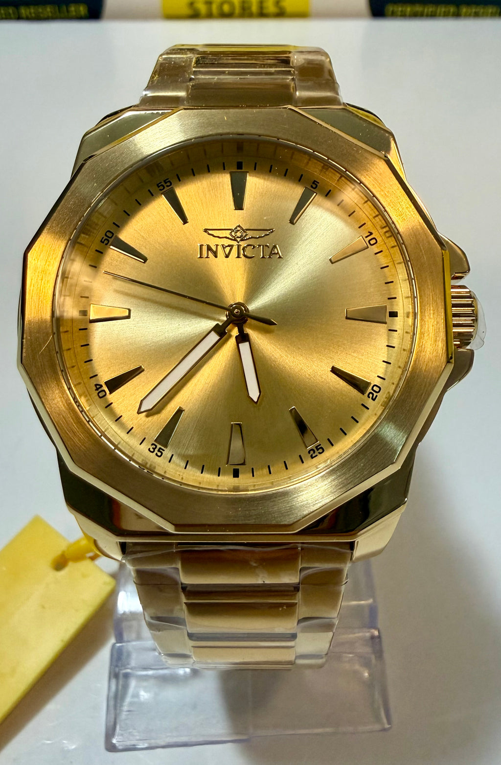 Invicta Speedway 46840 Gold Dial Gold Plated Steel 42mm Quartz Men's Watchon a white background