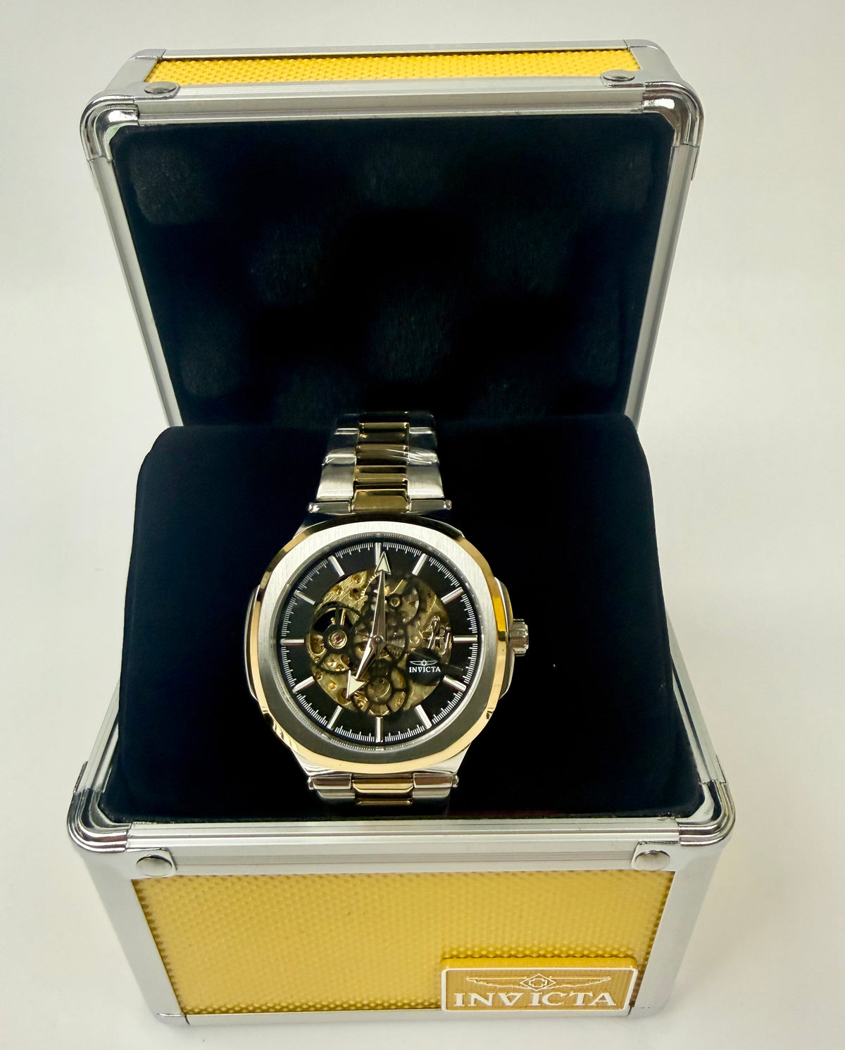 70002 Mens Watch 44mm Silver Gold Skeleton Dial Automatic In Special Case