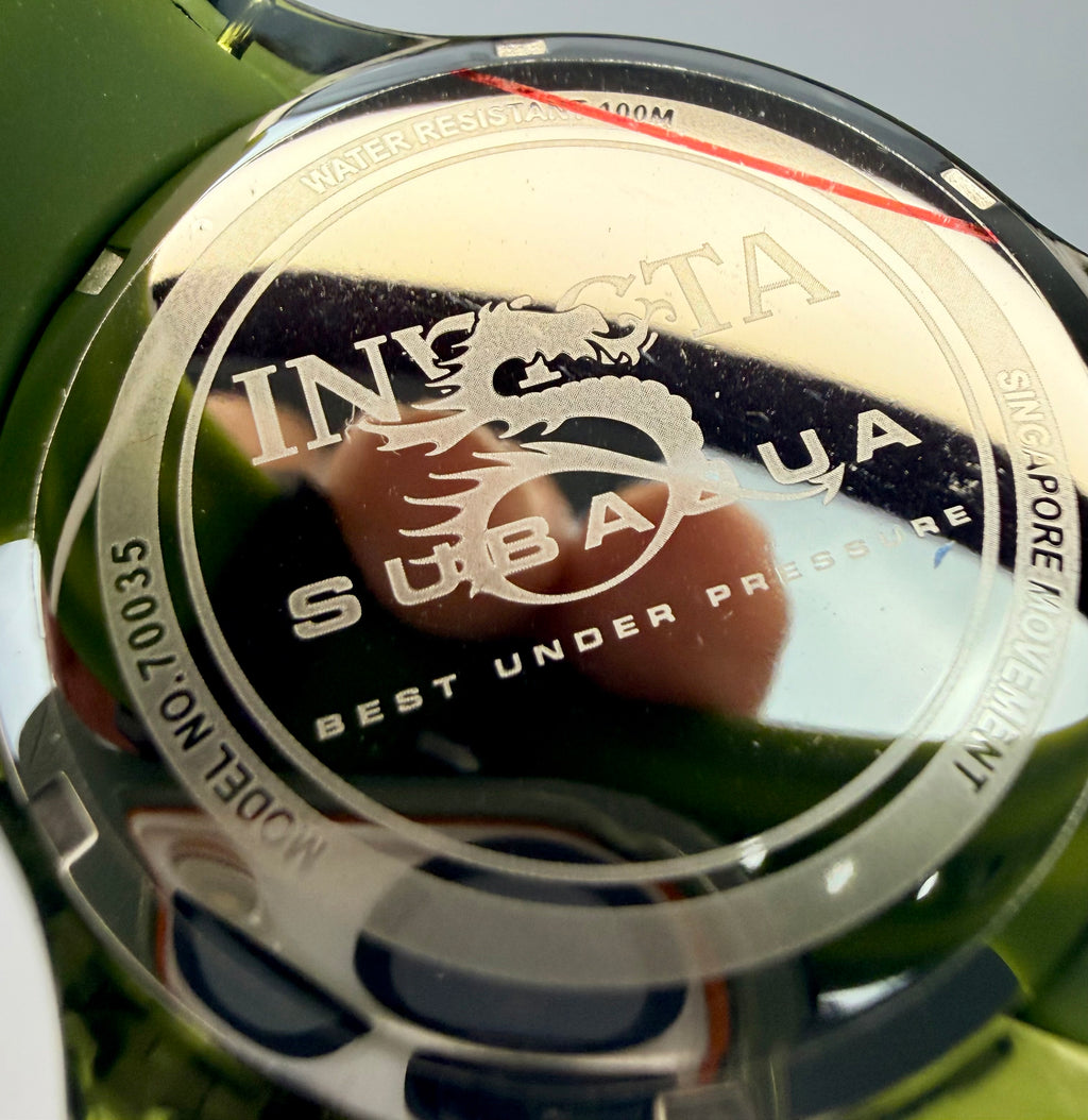 70035 Invicta Subaqua Olive Green Dial Silicone Strap Stainless Steel 44mm Watch
