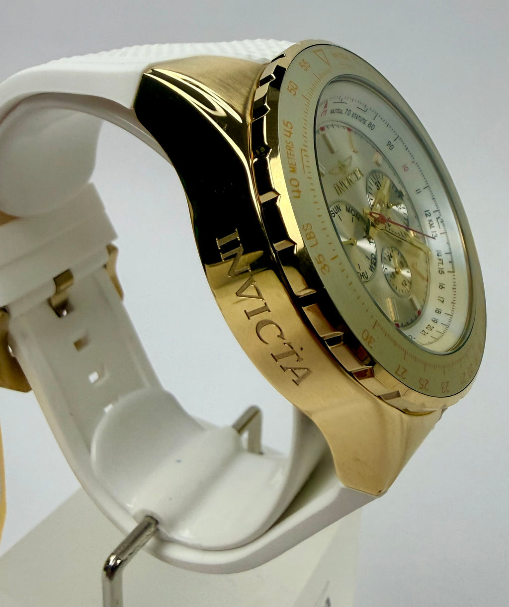 50101 Invicta Aviator Skyshock Men's Watch 50mm White Dial Stainless Steel Chronograph